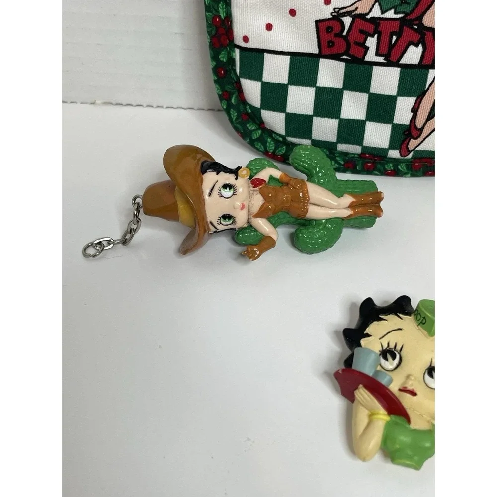 Betty Boop Lot 4 3D Refrigerator Magnet Cactus Keychain 1994 Pot Holder Vintage